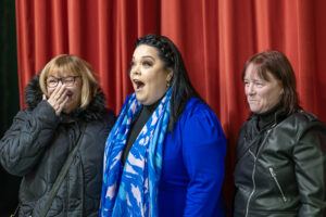 Lisa Riley with happy fans